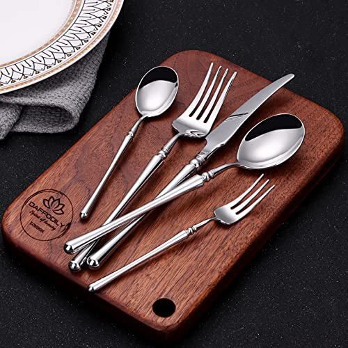 DAFFODILY® Jungle Kids Cutlery Set | 18/10 Stainless Steel, 4 Piece Children’s Mirror Polished Flatware Gift Box | Toddler Cutlery Knife Fork Spoon Set for Children (20 Pices, Talin Silver)