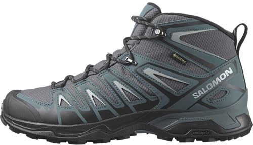Salomon X Ultra Pioneer Mid Gore-Tex wasserdichte Herren Wanderschuhe, Alle Wetterbedingungen, Sicherer Fußhalt, Ebony, 44
