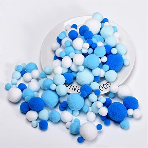 JekyTMP 400 Stück 10-30mm Pompons Bunte Pompom Pom Pom BäLle Pompons Zum Basteln Bunt Mini Pompons BäLle Flauschigen Kleine Mini-Pompons Craft Pom Poms Bunte Flauschige Pompons (Blau)