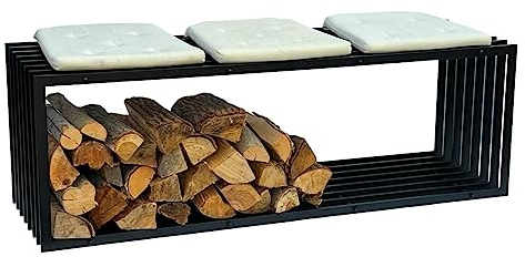 DanDiBo Kaminholzregal Innen Metall Schwarz Kaminholzständer 96430 150 cm Holzkorb Kaminholzhalter Brennholzregal