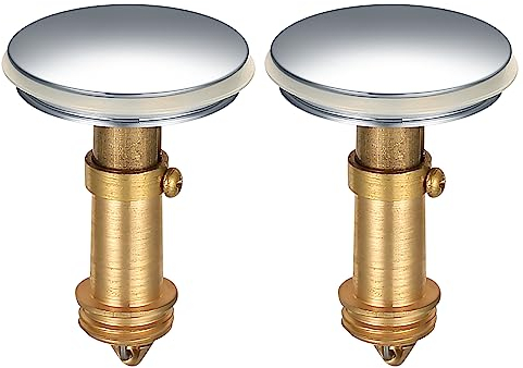 PanBeiQi Lot de 2 bouchons d'évier pop-up pour salle de bain, cuisine, lavabo - 38 mm - Laiton massif chromé