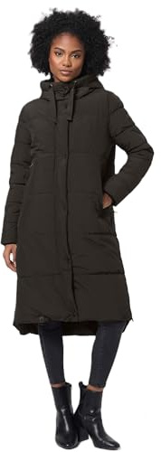 MARIKOO Damen Winterjacke lang Winter Stepp Jacke Mantel Steppjacke warm gefüttert B968 [B968-Soran-Schwarz-Gr.XS]