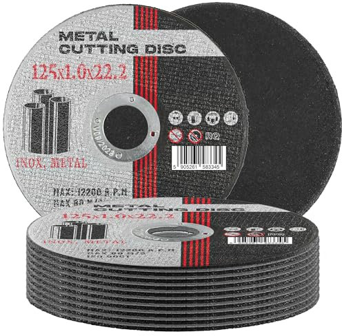 10x Disque à Tronçonner Métal 125mm x 22,2 x 1,0 mm Coupe Acier INOX Fer Disques Découper Tronçonnage Accessoires Meuleuse Angulaire d'Angle