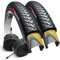 Fincci Bicicleta Cubiertas 700c x 35c con 2x Camara de Aire Schrader 37-622 - Par Gravel Plegable Neumaticos con 1mm Antipinchazos - Gomas 28 para Adulto, Eléctrica, Carretera, MTB y Montaña Bici