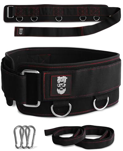 THEFITGUY Multi-Attachment Belt for Cable Machine and Smart Gym Squats and Hip Thrusts, 5 Attachment Points for Optimal Weight Distribution, 2 Straps (40” & 27”) and 3 Metal Snap Hooks Included