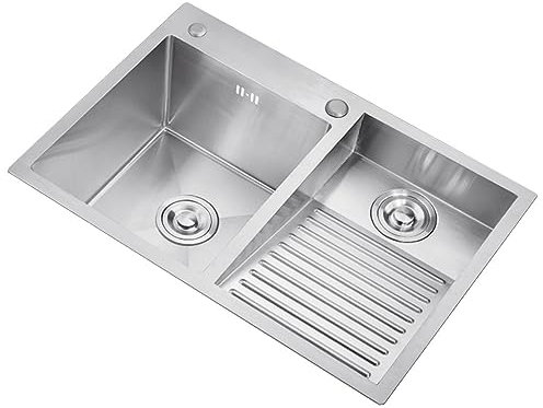 LIPJIA Fregadero Cocina,Cuenco Individual para balcón, Piscina de Agua doméstica, lavandería de Acero Inoxidable Plateado con Tabla de Lavar, Lavabo para Verduras y Frutas