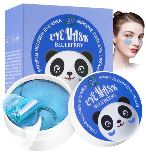 Nalikosty Augenpads Augenmaske Hyaluron Gegen Dunkle Augenringe - Eye Pads Augenpads gegen Tränensäcke Falten Augenpads - 60 Stück Gurke Eye Pads Anti-Aging (Blau)