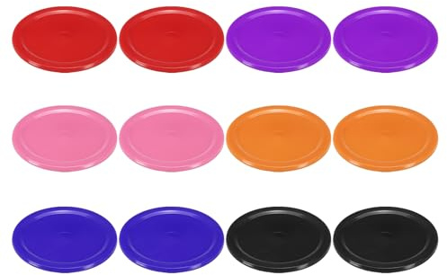 PATIKIL Air Hockey Pucks 2.5 Inch, 12Pcs Air Hockey Heavy Replacement Pucks Game Tables Equipment Accessories, 2Pcs Per Color
