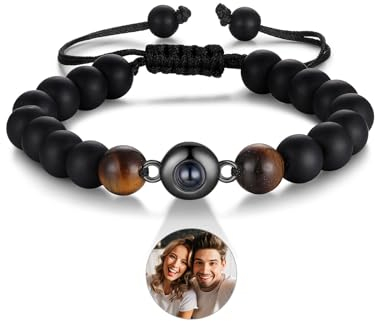 Lam Hub Fong Personalisiertes Foto Projektions Armband mit perlen Benutzerdefinierte Armband mit Bild Geschenk für Männer Familie (# 1)