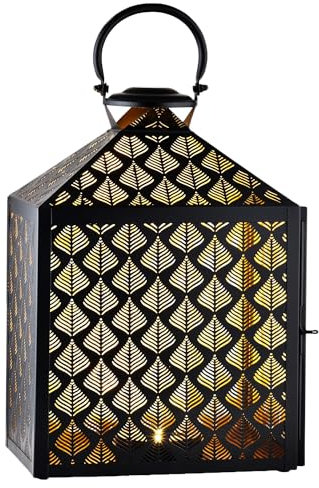 Marrakech - Farol decorativo oriental (51 cm, metal, rectangular, para decoración de mesa, salón, para balcón, terraza y jardín)