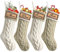 Weldomcor Lot de 4 Chaussette de Noël Personnalisé nom, Tricotés Décorations de Bas de Noël Grand 46 cm Chaussettes Noel de Cheminée à Suspendre Xmas Sac Cadeau Sac de Bonbons (Kaki, Blanc)