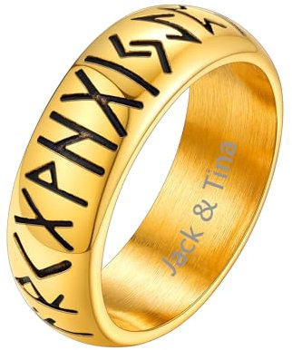 Supcare Rings Men Herrenringe Edelstahl Ring Herren Viking Luhn Rune Ring Gold Fingerring mit Gravur Wikinger Schmuck Siegelring Vintage Statement Ringe Bandring Modeshcmuck für Weihnacht