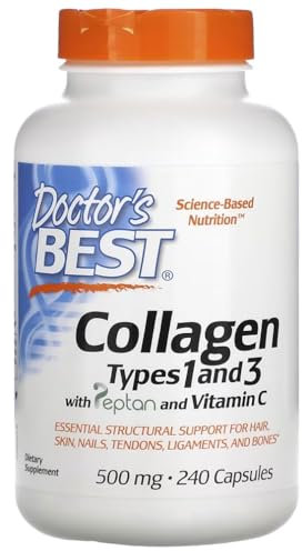 Doctor's Best - Collagen Types 1 and 3 with Peptan and Vitamin C | Supports Hair, Nails and Joints - 180 Tablets
