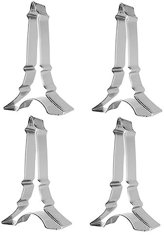 DECHOUS 4pièces Moules Tour Eiffel Acier Inoxydable Pour Découpe Fruits Et Pâtisserie Biscuits Moyen Antiadhésif Pour Cuisine Maison Et Boulangerie