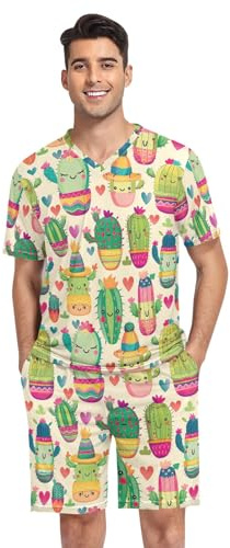 GAIREG Herren-Pyjama-Set, kurzärmelig, Nachtwäsche, Loungewear-Set, Schlafanzug, S-XXL