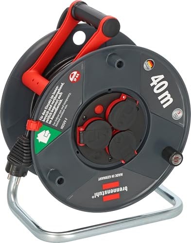 Brennenstuhl Garant V2 IP44 Kabeltrommel 40m outdoor (Made in Germany, 3 Schutzkontakt-Steckdosen, Spezialkunststoff)