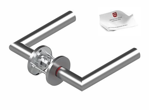 Beschläge Hamburg | smartbloc® hidden Hero Form 1106 - DIN LINKS | Türklinke mit integrierter Verriegelung | Türbeschlag ø54 x 5 mm für Zimmertüren | Drückergarnitur für Innentüren in Edelstahl matt