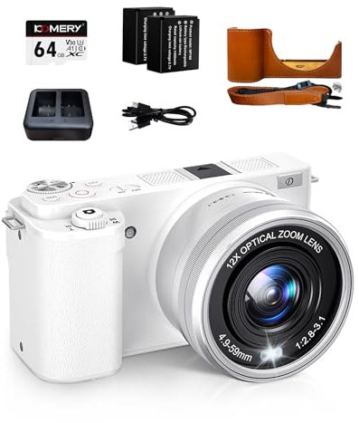 Fine Life Pro Appareil Photo numérique 4K, 64 mégapixels, Zoom Optique 12x, stabilisateur d'image Optique Vlog et Wi-FI, Double Piles et Support de Batterie Intelligent, Carte 32 Go