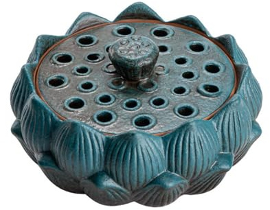 HAGJII Belüftet Keramik Knoblauchtopf Kreativ Blumenform Zwiebeltopf Mit Deckel, Dekorativ Knoblauch-Glas Für Die Küche, Knoblauch-Behälter(Blau)