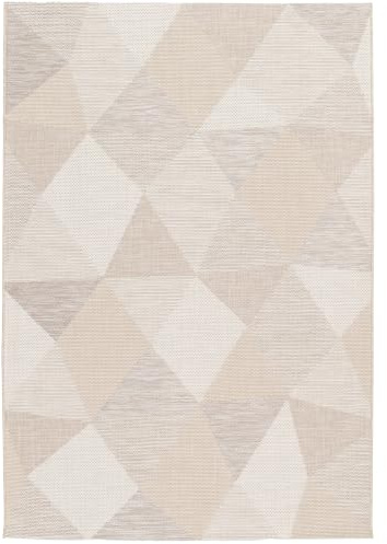 Primaflor Outdoor-Teppich Aurora Sandstone Shapes | 80x150 cm | 4 mm | UV-beständig & wetterfest | Niedrigflor Wohnzimmer-Teppich für Balkon Terrasse Garten