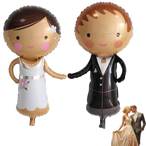 2 Stück Luftballons Hochzeit Deko,Brautpaar Figuren Hochzeitsballons,Just Married Mr and Mrs Folienballon,Helium Ballons für Standesamt,Valentinstag,Wedding,Verlobung,Hochzeitstag Party Dekoration
