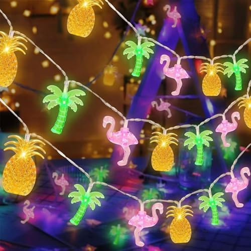 Hawaii Sommer Lichterketten,3M 20 LEDs Hawaiian Tropische Lichterkette,LED Lichterkette Batteriebetrieben,Geeignet für Hawaii-Partys Im Innen- und Außenbereich, Sommerpartys, Stranddekorationen