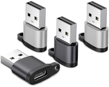 USB C to USB Adapter 4 Pack, USB 3.0 Type C Female to USB A Male Converter, Compatible with MacBook, iPhone 16/15/14, iPad, Apple Watch 10/9/8, Smartphone, Galaxy S24/S23/A34, AirPods, Tablet, Laptop