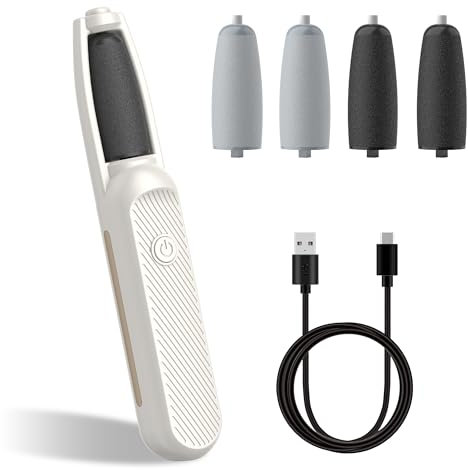 UQQU Electric Foot File, Electric Callus Removers for Feet, Rechargeable Electric Foot Callus Remover Pedicure Kits, Removes Dry Skin for Smoother Feet, Foot Care for Dead Skin Calluses - White