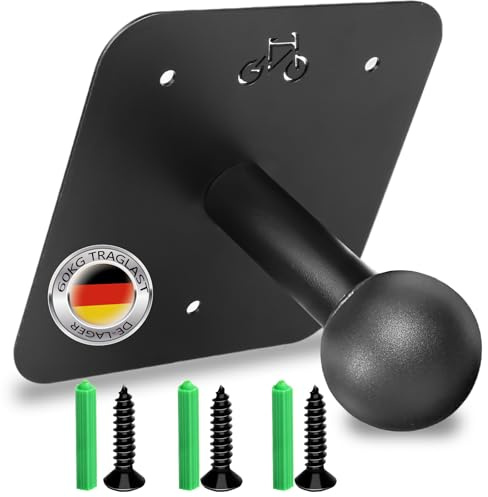 Sorlpv Fahrradträger Wandhalterung inkl. Hochwertigem Montageset, Universell Kugelkopf Fahrrad Heckträger Wand-Halter, 60 kg Traglast (Schwarz)