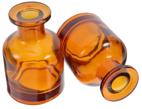 LRXIYODE 2pcs Fireless Rattan Diffuser Glass Diffuser Jar Refillable Bottles for Essential Oils for Home Fragrance Office Bathroom Use