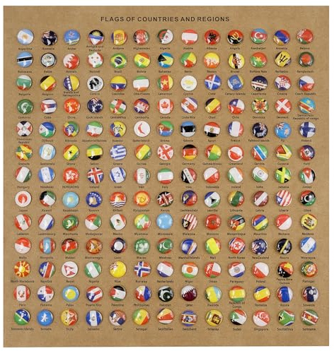291Pcs National Flag Push Pins, Travel Map Push Pins National Flag Thumb Tacks Decorative Drawing Push Pin for Cork Board Pinboard Map Home Office Classroom