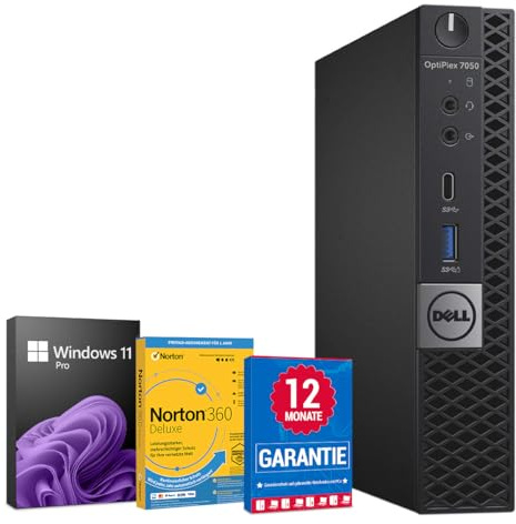 Dell OptiPlex 7050 PC Computer Intel Core i5-7500@ bis zu 3,8 GHz 8 GB 256 GB SSD mit Windows 11 Pro & GRATIS Bluetooth, WLAN & Antiviren-Software inkl. 12 Monate Garantie (Generalüberholt)