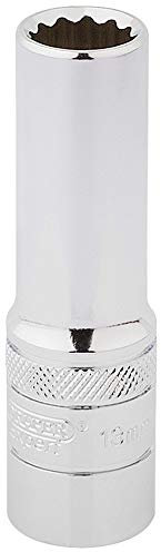 Draper 33732 1/2 Square Drive Hi-Torq 12 Point Deep Socket, 13mm Size , Blue