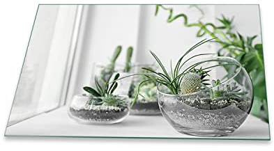 decorwelt | Herdabdeckplatte 80x52 cm 1-Teilig Pflanzen Grün Ceranfeldabdeckung Universal Spritzschutz Glas Deko Elektroherd Induktion für Kochplatten Herdschutz Schneidebrett Sicherheitsglas