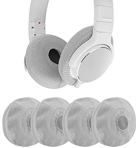 Geekria 2 Pairs Knit Fabric Headphones Ear Covers/Washable & Stretchable Sanitary Earcup Protectors for On-Ear Headset Ear Pads, Sweat Cover for Warm & Comfort (S/Grey)