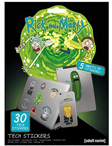 Rick and Morty (Adventures) Tech Sticker-Set mit 30 Aufklebern für Laptops, Mobiltelefone und Tablets (Merc With a Mouth Design) - Offizielles Lizenzprodukt