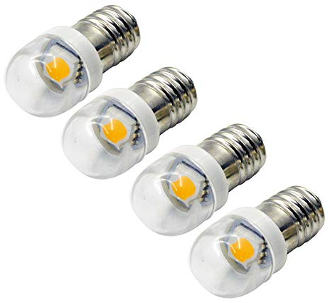 Ruiandsion 4pcs 3V 0.6W E10 LED Bulb 5050 1SMD White 6000K LED Replacement Bulb Upgrade for Headlamps Flashlights Torch Light,Negative Earth