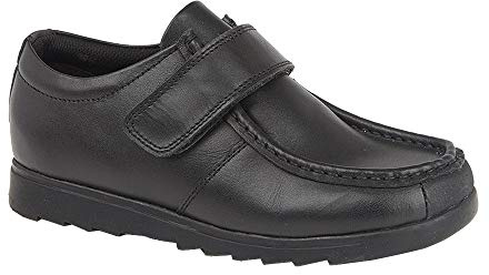 Roamers Generals Boys Leather Touch Fasten Shoes Black
