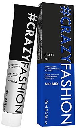 Crazy Fashion, Colorazione Semipermanente in Crema, Senza Ammoniaca, Resorcina e PPD, Durata da 6 a 8 Shampoo, Tinta per Capelli Temporanea, Colore Disco Blu, 100 ml