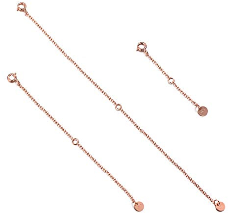 LONAGO 3 STÜCKE 925 Sterling Silber Halskette Extender Kette Armband Extender für Schmuckherstellung (Rose Gold)