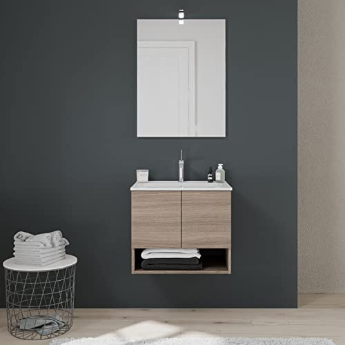 Kiamami Valentina Mobile bagno sospeso 60cm 2 ante quercia naturale Venezia