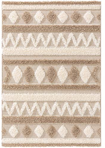 benuta LYTTE Kinderteppich Carlo - Kunstfaser - Rechteckig & im Style: Geometrisch - Pflegeleicht für Kinderzimmer | Cream/Taupe | 160x230 cm
