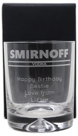 Regalo Personalised Engraved Dimple Glass Tumbler - Smirnoff Vodka Banner Design (Cardboard Gift Box)