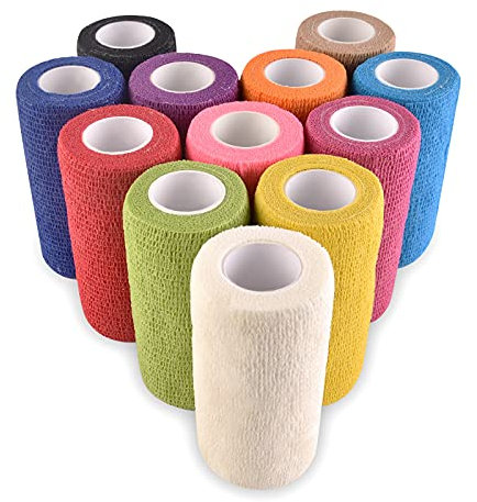 Jalan Selbstklebende Bandage, Fixierbinde, Tierverband, Elastisches Stretchband Verband Für Handgelenk, Verstauchungen und Schwellungen, Farbe Sortiert (10cm, 12stück)