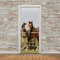 A.Monamour Türtapete Selbstklebend Türfolie Türposter 3D Zwei Pferde Hinter Dem Zaun Im Feld Vinyl Folie Türdeko Tapete Wandbild Türaufkleber Türtattoo 95 x 215 cm