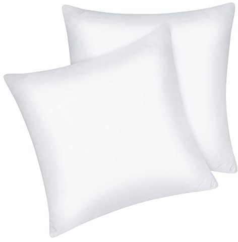 Fittia 2er-Set Satin Kissenbezug Premium Kopfkissenbezug Kissenhülle Haar- und Hautpflege Seidig mit Reißverschluss, Weiß, 40x40cm