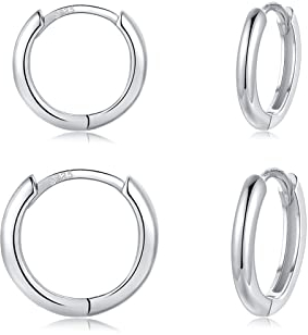 CERSLIMO Ohrringe Silber Creolen Silber 925 set 10mm 12mm Schmuck Valentinstag Geburstag Klein Geschenke für Damen Herren Mädchen Frauen Männer Beste Freundin Schwester Freunde