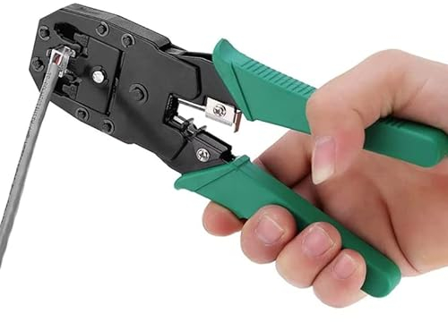 Saraoriginalshop Pinza Crimpatrice Plug Pluggatrice Rj45/8P cat 5 cat 6 Cavi di Rete Connettoti Lan Ethernet con Mini Spellafili stripper Cavi Telefonici Rj12/6P Rj11/4P Telecamere Ip Telefoni Ip