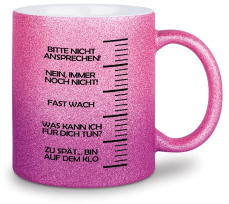 glitzertassen.de® | Kaffeefüllstand | Tasse mit Glitzer | Geschenkidee (Roséviolett)