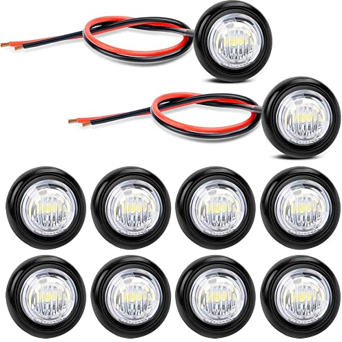 Gebildet 10Pezzi 12V Rotonda Luce LED Indicatore Laterale Posteriore Proiettile (Bianco)